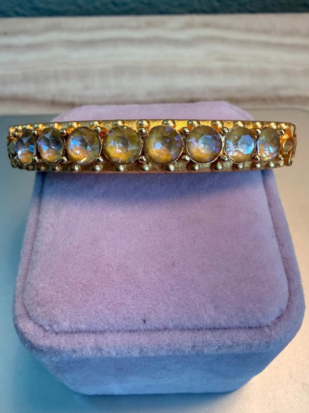 French Kande Gold Bangle With Swarovski Crystals